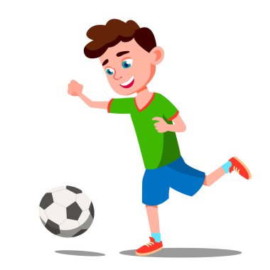 Alan vektör futbol oynayan çocuk. İzole illüstrasyon