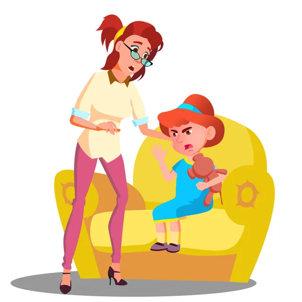 Mother Comforting Crying Child Vector. Isolated Illustration — Stock Vector