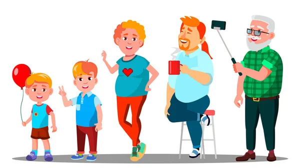 세대 남성-할아버지, 아버지, 아들, 손자 벡터입니다. 고립 된 그림 — 스톡 벡터