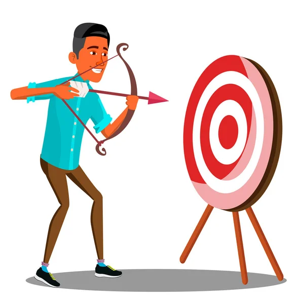 Business Purpose, Manager Shooting At The Target Vector. Isolated Illustration — Stock Vector