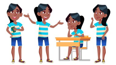 Kız kız öğrenci çocuk Set vektör teşkil etmektedir. Siyah. Afro Amerikalı. Lise çocuk. Sınıf arkadaşı. Genç, sınıf, oda. Kartpostal, duyuru, kapak tasarımı için. İllüstrasyon izole karikatür
