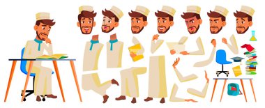 Genç çocuk vektör. Animasyon oluşturma küme. Duygular, hareketleri karşısında. Arap, Müslüman. Duygusal, poz. Animasyon. Kartpostal, kapak, afiş tasarımı için. İllüstrasyon izole karikatür