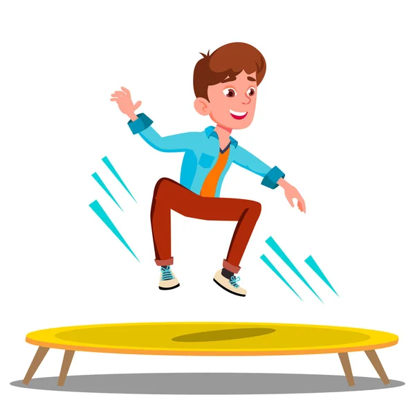 Tiener springen op een Trampoline-Vector. Geïsoleerde illustratie — Stockvector