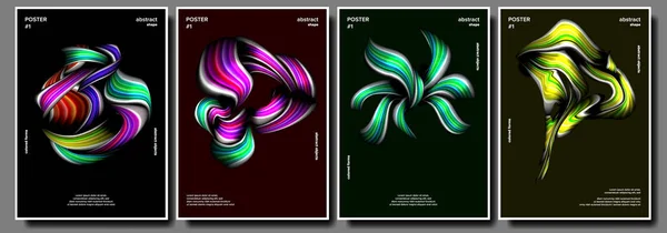 Moderne abstracte Cover Poster Set Vector. Tech futuristische Banner. Acryl textuur. Digitale compositie. Flyer, Cover, Brochure. Illustratie — Stockvector