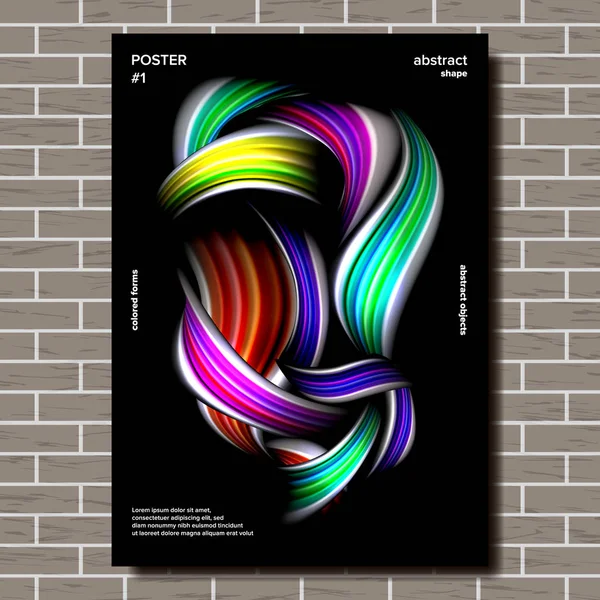 Liquid, Brush Poster Vector. Oggetto multicolore. Getta, Oil. Illustrazione — Vettoriale Stock