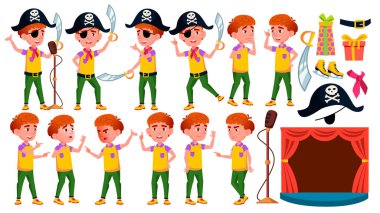 Çocuk Set vektör teşkil etmektedir. Genel performans. Korsan, Saber, kafatası. Sunum, davet, kart tasarımı için. İllüstrasyon izole karikatür