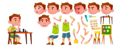 Çocuk Anaokulu çocuk vektör. Animasyon oluşturma küme. Duygular, hareketleri karşısında. Çocuk ifade. Etkinlik. Web, Poster, kitapçık tasarımı için. Animasyon. İllüstrasyon izole karikatür