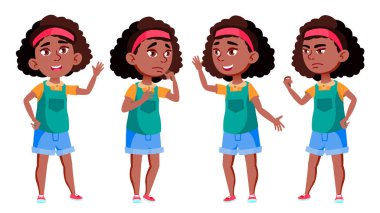 Afro Amerikan kız vektör. Siyah. Okul öğrenci. Amigo, güzel, gençlik. Tanıtım, baskı, davetiye tasarım için. İllüstrasyon izole karikatür