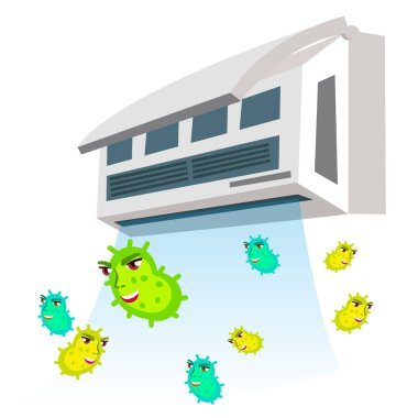 Allergic To Bacteria Flying From Air Conditioner Vector. Isolated Cartoon Illustration clipart