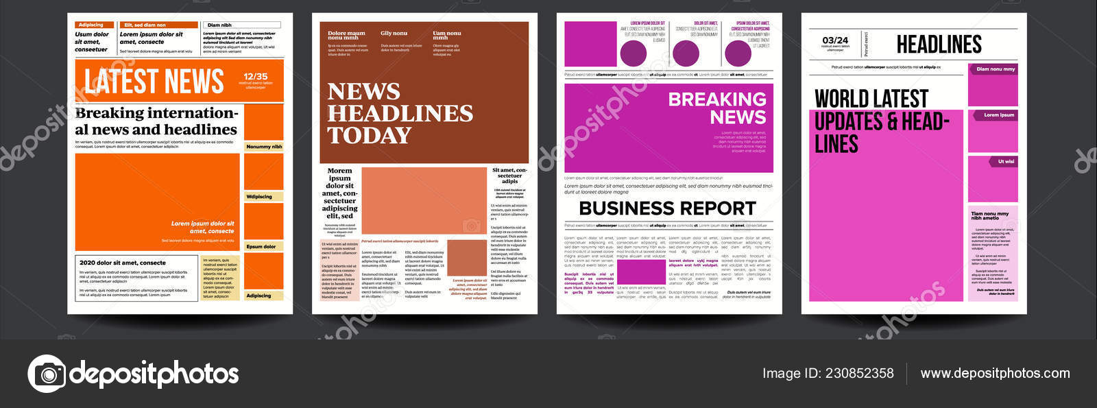 Newspaper Cover Set Vector With Text And Images Daily Opening News Text Articles Press Layout Magazine Mockup Template Paper Tabloid Page Article Breaking Illustration Vector Image By C Pikepicture Vector Stock 230852358