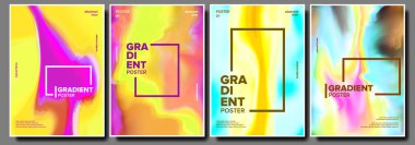 Degrade sıvı Poster Set vektör. Serin broşür. Basit katalog. Trendy tasarlamak. Faaliyet raporu. Başlık öğesi. Modern akışı. Sıvı tasarlamak