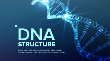 DNA yapısı vektör. Fütüristik kodu. Biyoteknoloji kavramı. Biyokimya el ilanı. İllüstrasyon