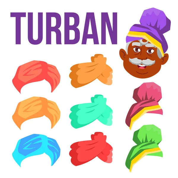 Turban Vector. Chapeau indien, chapeau arabe. Coiffe bédouine. Illustration de bande dessinée isolée — Image vectorielle