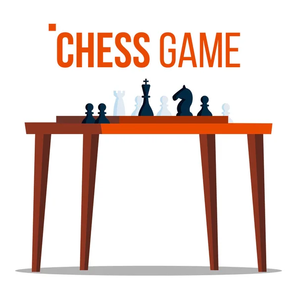 Chess Game Vector. Figures On The Table. Pieces. Logical Sport Game Tournament. Isolated Flat Cartoon Illustration — Stock Vector