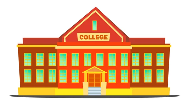 College gebouw Vector. Moderne Universiteit Academy. Geïsoleerd plat Cartoon afbeelding — Stockvector