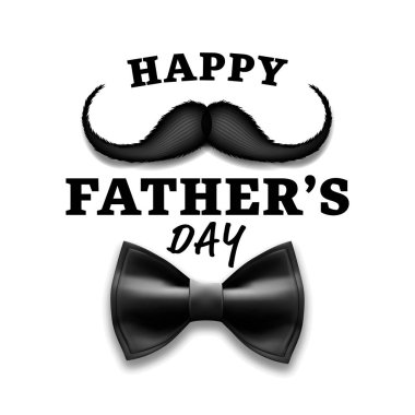 Mutlu baba s gün vektör. Bıyık, Papyon. Vintage tarzı tebrik kartı tasarımı. Gerçekçi illüstrasyon