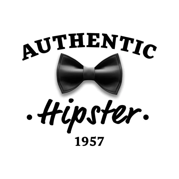 Автентичний вектор етикетки Hipster. Елемент дизайну бренду. Пов'язати краватку. Реалістична ілюстрація — стоковий вектор