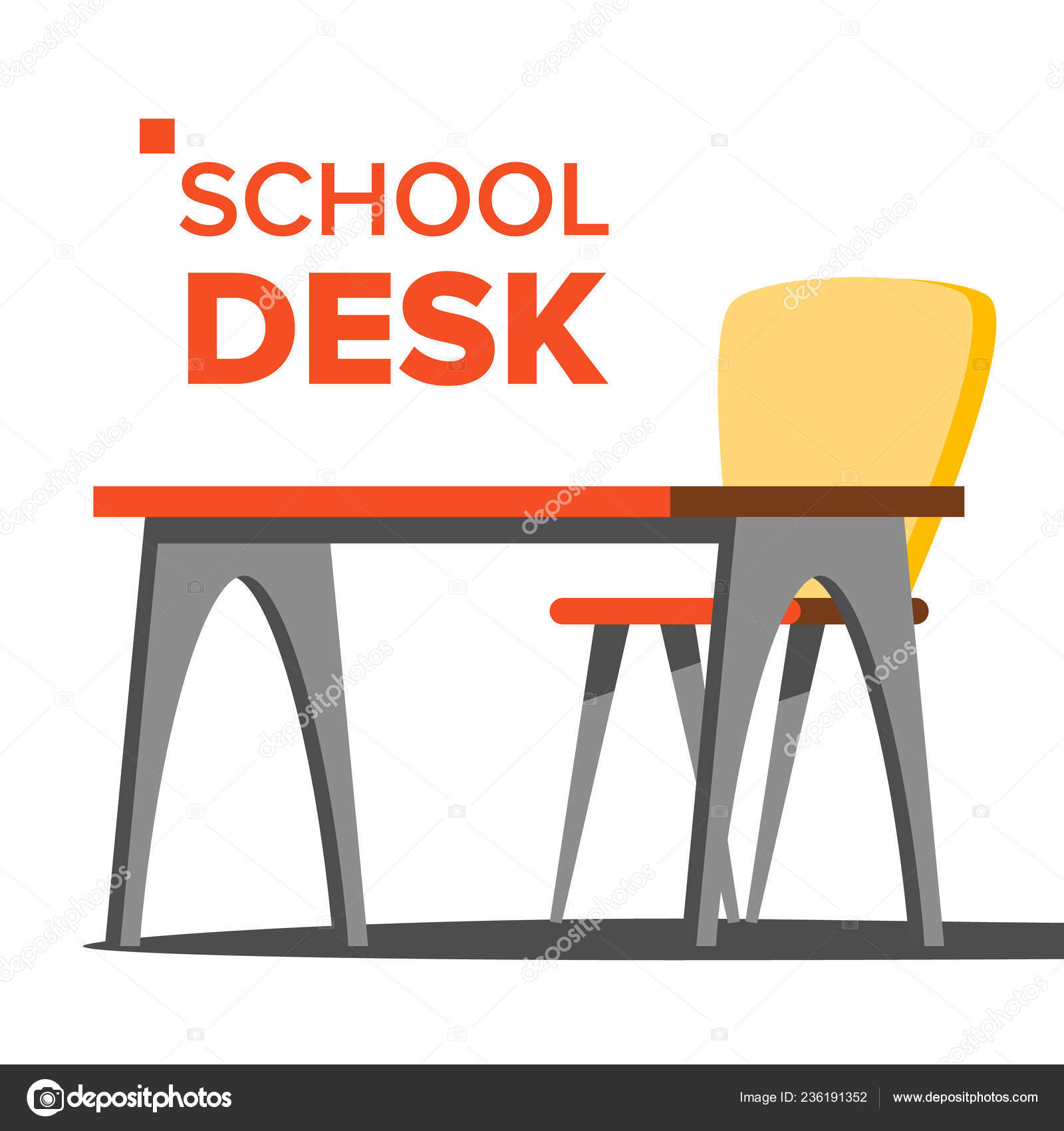 学校机のベクトル 空のテーブル 椅子 学校教育のコンセプトです