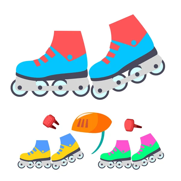 ローラー スケートのベクトル。現代の子供の屋外活動。フラットの漫画イラストを分離 — ストックベクタ