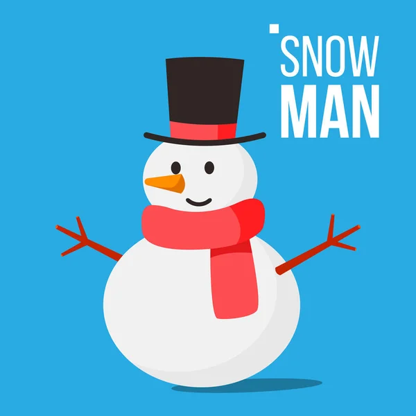 Διάνυσμα άνθρωπος χιόνι. Χειμερινή διασκέδαση δραστηριότητα. Κλασικό Χριστούγεννα χιονάνθρωπος με Piligrim καπέλο απομονωμένη επίπεδη καρτούν εικονογράφηση — Διανυσματικό Αρχείο