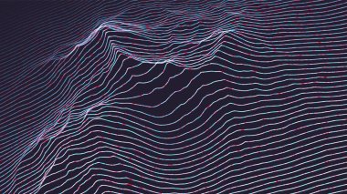 Nokta arka plan vektör. Grafik parçacıklar. Dalgalı kaos. Dinamik dalga. Afiş, el ilanı. İllüstrasyon