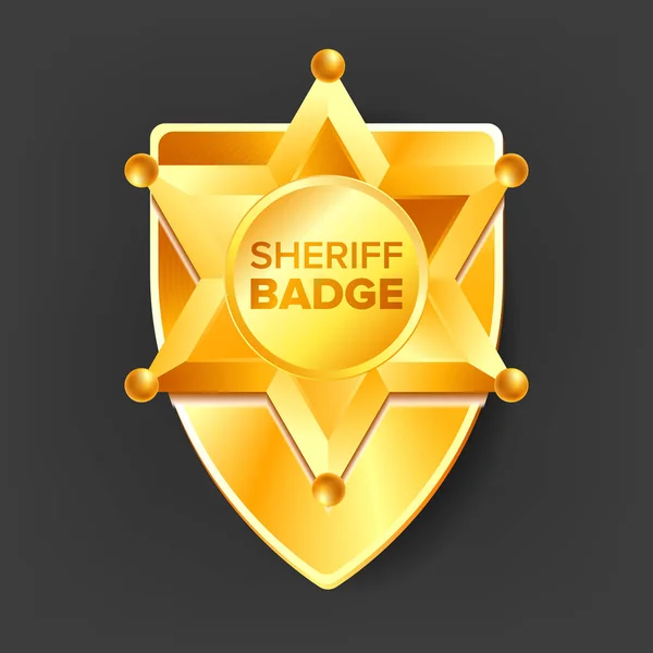 Xerife Badge Vector. Estrela Dourada. Estilo ocidental. Ilustração realista 3D . —  Vetores de Stock