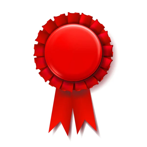 Red Award Ribbon Vector. Medalla de Campeón. Icono de honor. Elemento retro. Ilustración realista 3D — Vector de stock