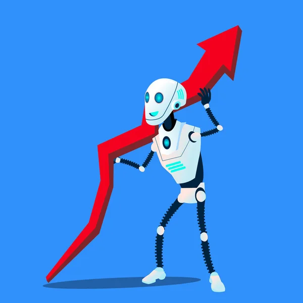 Robot verhogingen van Business Trend Chart Vector. Geïsoleerde illustratie — Stockvector