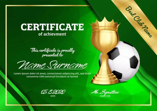 Soccer certificate Vector Art Stock Images | Depositphotos