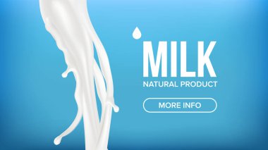 Süt Splash vektör. Krem sıvı. İzole arka plan. Beyaz damla. Yoğurt dalga. 3D gerçekçi illüstrasyon