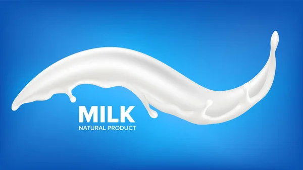 Melk Splash Vector. Zuivel eten. Calcium drinken. Melkachtig Product. Crème vloeibaar. 3D-realistische afbeelding — Stockvector
