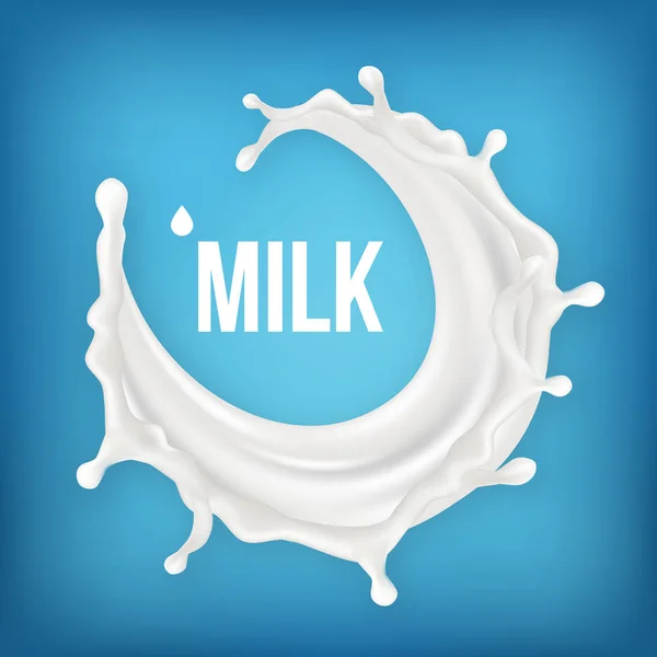 Melk Splash Vector. Romige gieten. Gezonde Yoghurt. Zuiverheid Design. Het drinken van voedsel. 3D-realistische afbeelding — Stockvector