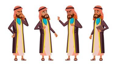 Arap, Müslüman yaşlı adam Set vektör teşkil etmektedir. Yaşlı insanlar. Üst düzey kişi. Yaşlı. Şirin emekli. Etkinlik. Reklam, tebrik, duyuru tasarım. İllüstrasyon izole karikatür