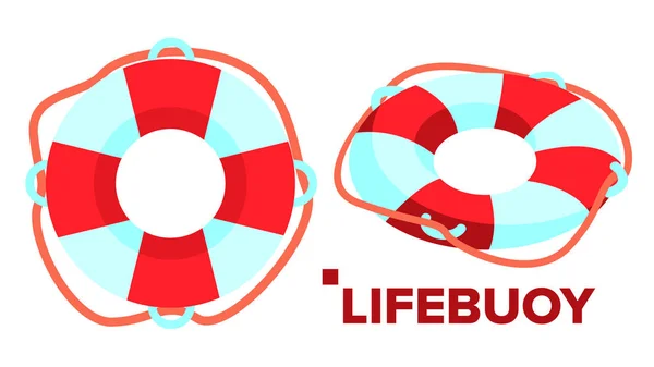 Lifebuoy Vector. Классическая поддержка летнего пляжа. Изолированный плоский мультфильм — стоковый вектор