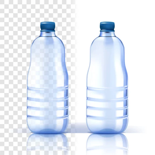 Вектор пластиковых бутылок. Минеральный напиток. Bluer Classic Water Bottle with Cap. Контейнер для напитков, напитков, жидкости, соды, сока. Брендинг Дизайн. Реалистичная изолированная прозрачная иллюстрация — стоковый вектор