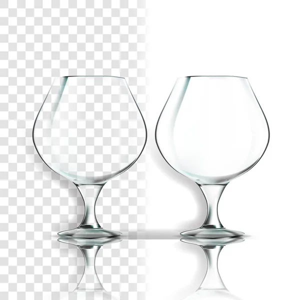 Vettore di vetro trasparente. Tazza di vetro trasparente vuota. Per Acqua, Bere, Vino, Alcol, Succo, Cocktail. Illustrazione realistica della trasparenza della vetreria brillante — Vettoriale Stock