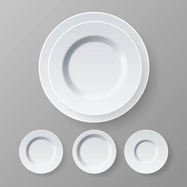 Plattan vektor. Ovanifrån. Middag vit ren Tom tallrik. Köket restaurang maträtt. 3D realistisk Illustration — Stock vektor