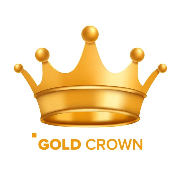Gold Crown Vector. King Design. Icône royale. Illustration réaliste isolée — Image vectorielle