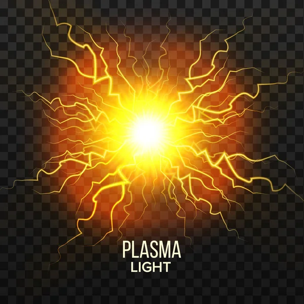 Fireball Plasma vektor. Lightning effekt. Magisk Explosion. Spänning sfär. Realistisk isolerade Transparent Illustration — Stock vektor