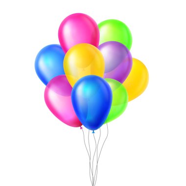 Vektör balonlar. Havada. Büyük sürpriz. Grup Grup. Uçan. Doğum günü, tatil olay öğeleri dekorasyon. Gerçekçi illüstrasyon