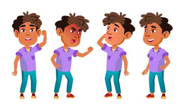 Arap, Müslüman çocuk Anaokulu Çocuk Set vektör teşkil etmektedir. Oldukça olumlu bebek. Boş zaman. Kartpostal, duyuru, kapak Design.Isolated çizgi film gösterim amacıyla