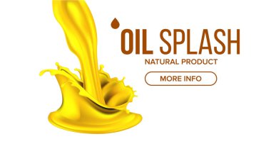 Petrol Splash vektör. Sıvı damla. Altın damlacık. Olive, akış. Organik dizel. Mekanik sembolü. 3D gerçekçi izole illüstrasyon