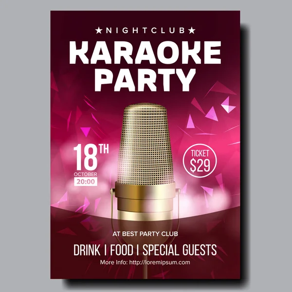 Karaokejuliste vektori. Diskobanneri. Karaokeäänilaitteet. Laula laulu. Viihdekilpailu. Media-ilmoitus. Ylellinen tunnus. Abstrakti malli. Rock Fun. Äänimerkki. Realistinen kuva — vektorikuva