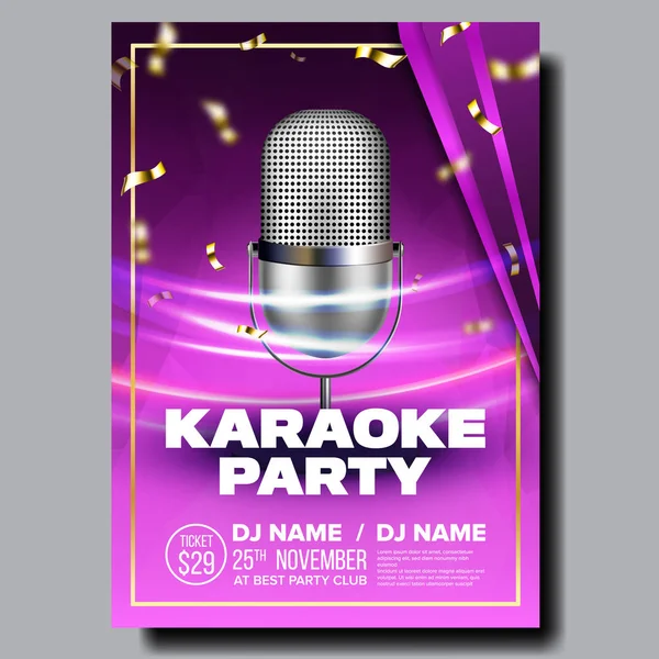 Wektor plakat karaoke. Śpiewać piosenki. Imprezy karaoke Dance. Vintage Studio. Muzyczne rekord. Nadawanie obiektu. Styl komunikacji. Kolorowe instrumentu. Symbol technologia. Realistyczne ilustracje — Wektor stockowy