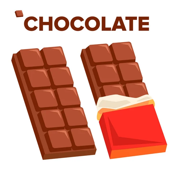 Chocolate Bar Icon Vector. Dark Open Taste Bar. Illustration de dessin animé plat isolé — Image vectorielle