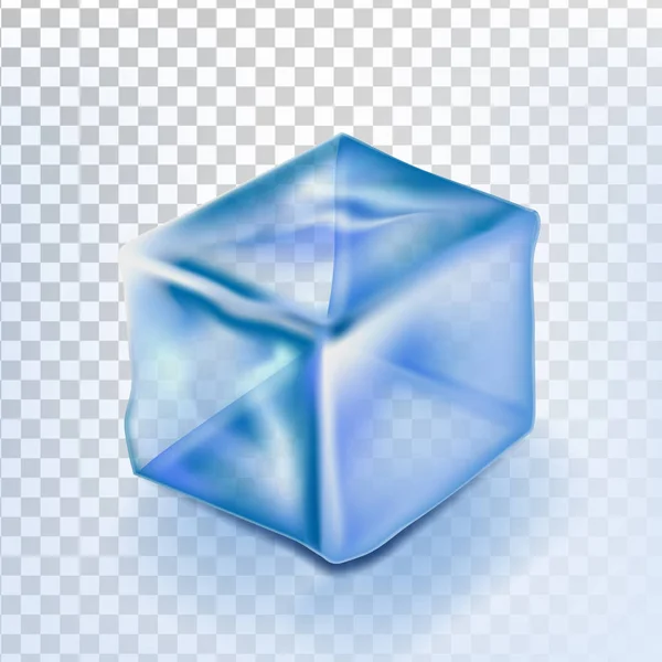 Ice Cube geïsoleerd Transpatrent Vector. Nieuw stuk. Vierkant helder Aqua symbool. Realistische afbeelding — Stockvector