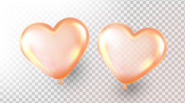 Kalp balon vektör. Kalp şeklinde şeffaf 3d gerçekçi balon. Kutlama tasarım. Renkli öğesi. İllüstrasyon