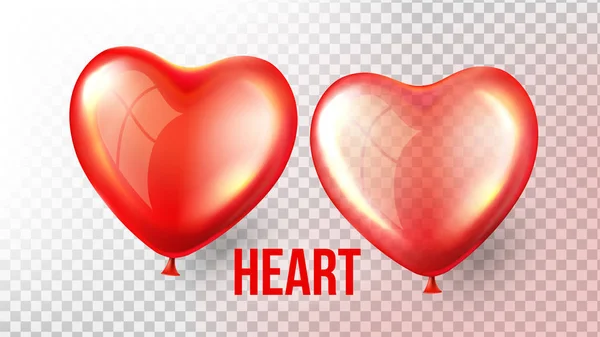 Vector del Globo del Corazón. Globo de aire rojo realista 3D transparente en forma de corazón. Diseño romántico del día de la boda. Arte romántico. Ilustración — Vector de stock