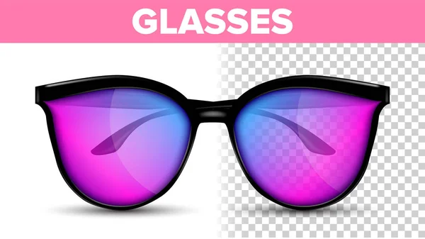 Weibliche Brille Vektor. Hipster rahmen coole Brillen ein. Modeaccessoires. transparente 3D realistische Abbildung — Stockvektor