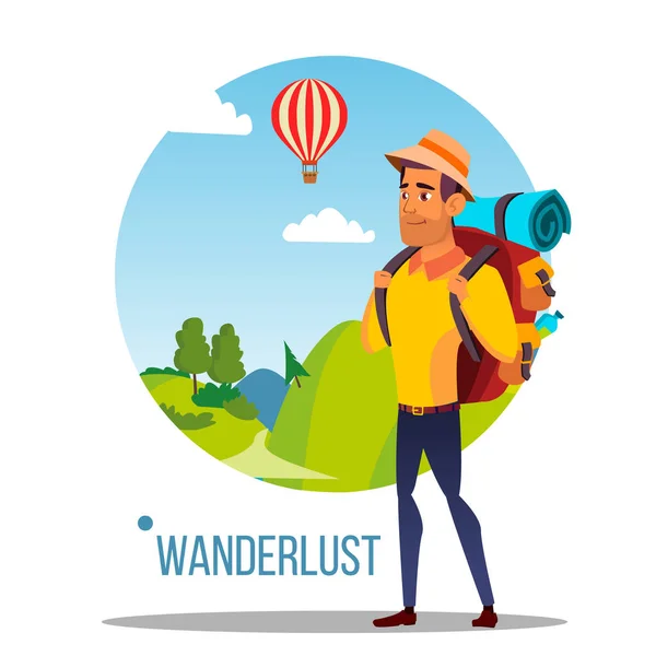 Wanderlust Vector. Przygoda Wanderlust Concept. Projekt podróży. Dzika przyroda. Ilustracji — Wektor stockowy